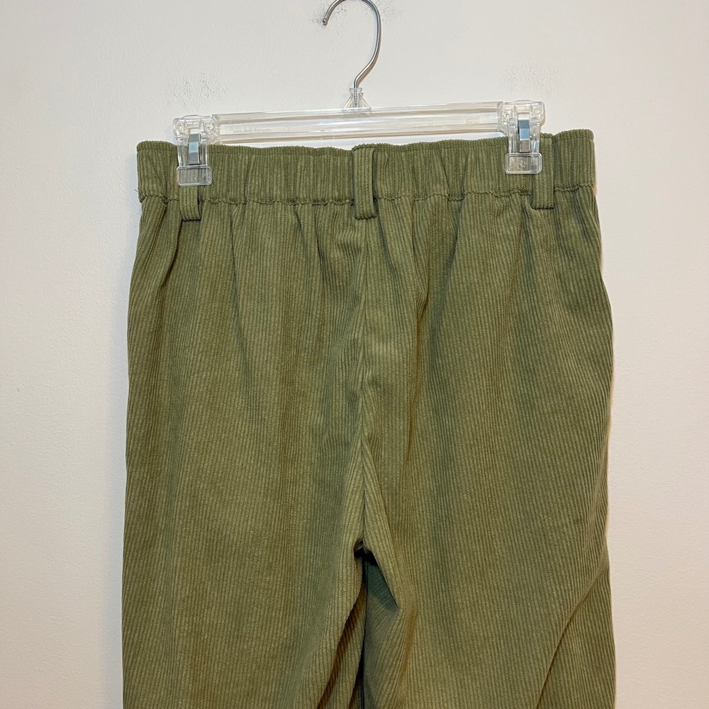 Halara Pants Green Corduroy High Waisted Pleated Pockets Green Small Casual - Picture 4 of 5